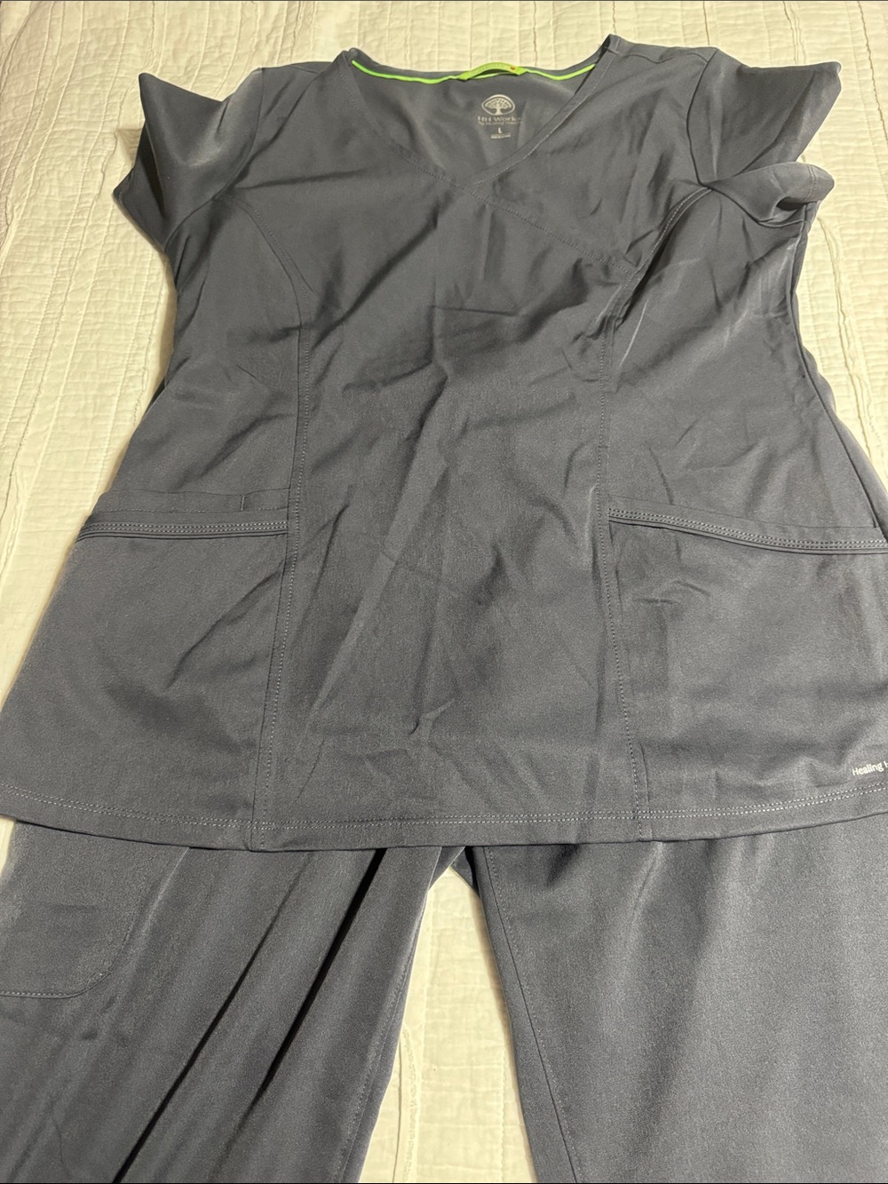 healing hands Women's Navy Two-Piece Scrub Jumpsuit